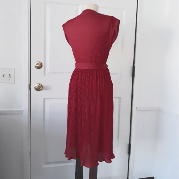 Vintage 1980's Hal Ferman red accordion  pleated summer, coctail dinner, dress - Picture 6 of 11